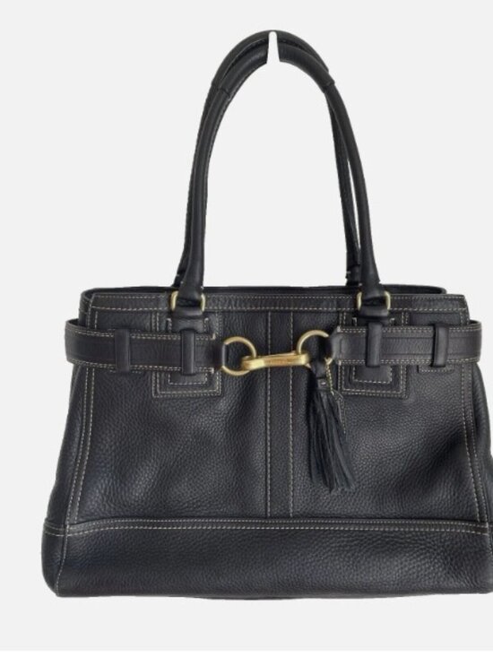 Coach Handbags - Coach Bag Hampton Pebbled Leather Black Shoulder Bag Purse Pristine E06S-10213